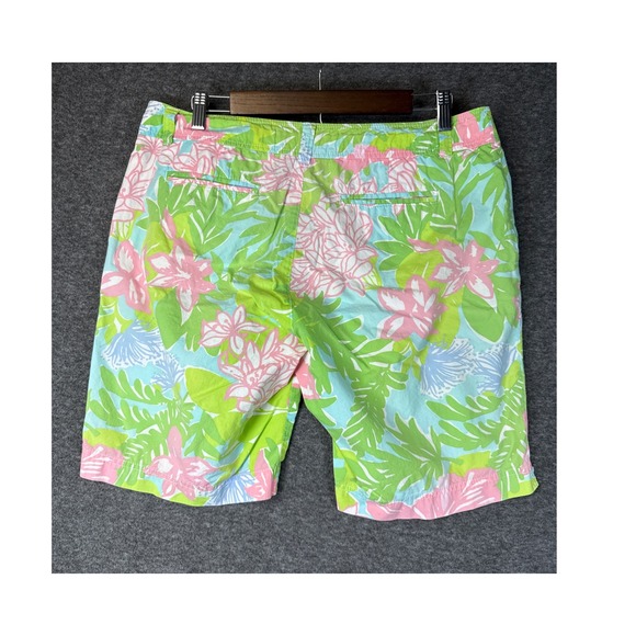 Lilly Pulitzer Capri Shorts Women's Size 12 Tropical Floral Print Cotton Pockets - Picture 4 of 11